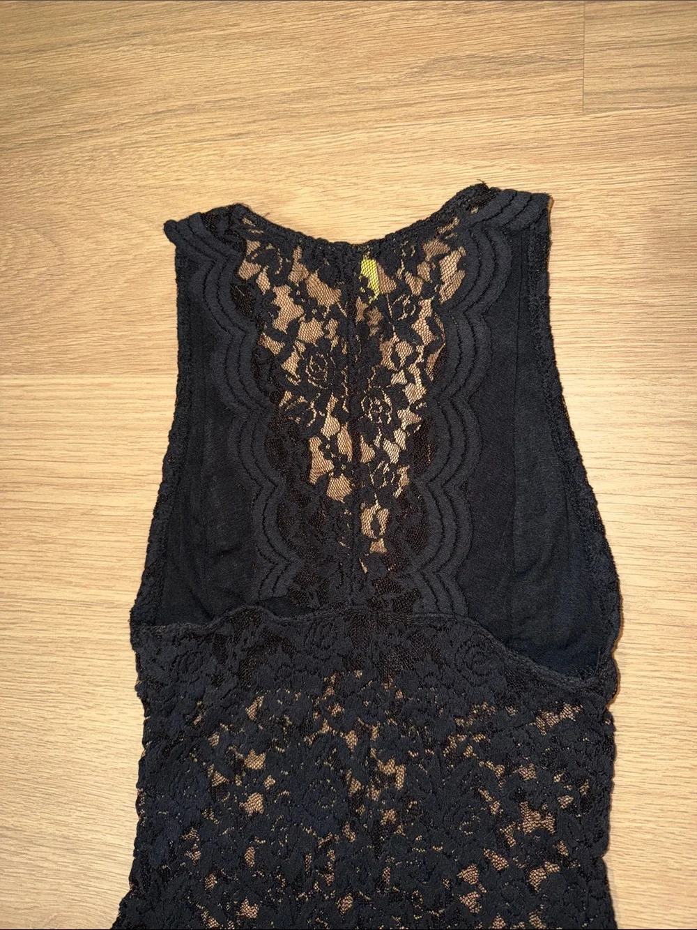 Ambiance Black Lace High-Neck Sheer Bodysuit